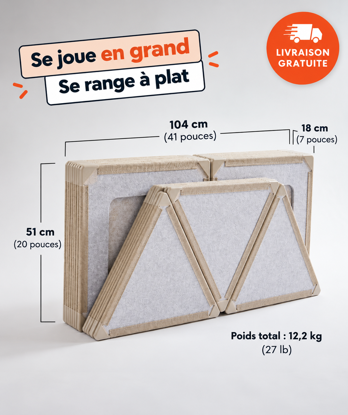 Toys Planet Build™ – Jeu de construction magnétique géant, 24 panneaux